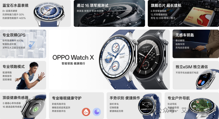OPPO首款圆表OPPO Watch X发布，蓝宝石水晶表镜+一体锻压精钢表身设计