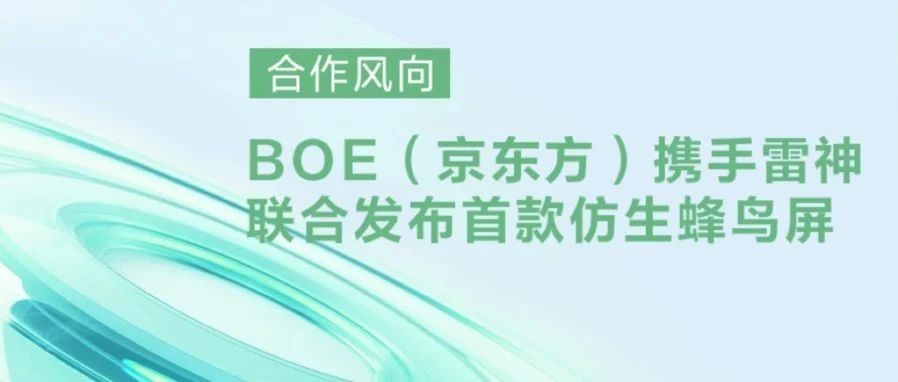 合作风向 | BOE（京东方）携手雷神联合发布首款仿生蜂鸟屏 以全新升级ACR技术引领显示产业高端化的升维发展